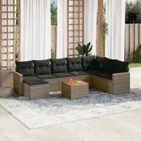 Set Divano da Giardino 9 pz con Cuscini Grigio in Polyrattan 3226256