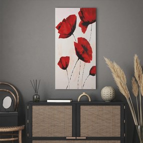Quadro moderno Papaveri rossi dipinti (1 pezzo) - motivo floreale minimalista