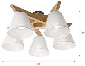 Brilagi - LED  Lampadario a plafone ANTHONY 5xE14/40W/230V quercia/bianco