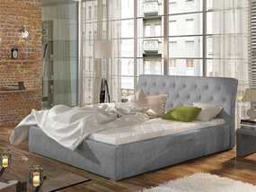 Letto matrimoniale con box contenitore Taiwan - 180 x 200 cm , Tessuto grigio chiaro