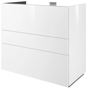 Mobile da bagno a terra L 90 x H 84 x P 48 cm bianco laccato opaco, 3 cassetti Apertura push-pull SENSEA Neo Line, Maniglie acquistabili separatamente