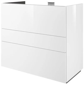 Mobile da bagno a terra sotto lavabo L 90 x H 84 x P 48 cm bianco laccato lucido, 3 cassetti SENSEA Neo Frame
