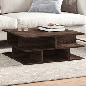 Tavolino Da Salotto Rovere Marrone 70x70x29cm Legno Multistrato /