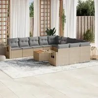 Set Divani da Giardino 12 pz con Cuscini Beige in Polyrattan 3224792