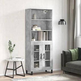 Credenza Grigio Cemento 69,5x34x180 Cm İn Legno Multistrato /