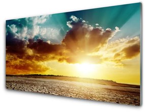 Quadro in vetro acrilico Paesaggio del deserto del sole 100x50 cm
