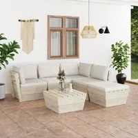 Set Divani da Giardino su Pallet 6 pz con Cuscini Legno Abete cod mxl 44025