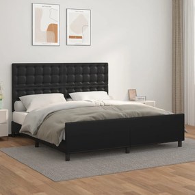 Giroletto Con Testiera Nero 160x200 Cm İn Similpelle /