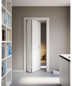 Porta pieghevole a libro asimmetrica Rimini bianco matrix L 80 x H 210 cm sinistra