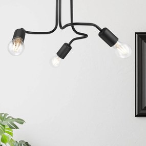 Lamkur Plafoniera Joiy, diffusa, a 3 luci, nera