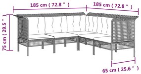 Set Divani da Giardino 8 pz con Cuscini in Polyrattan Grigio