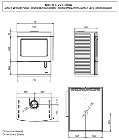 Stufa A Legna 78x50x95 ad aria 9 kw con rivestimento in Ghisa Palazzetti Nicole V2