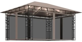 Gazebo con Zanzariera Luci LED 4x3x2,73 m Grigio Talpa