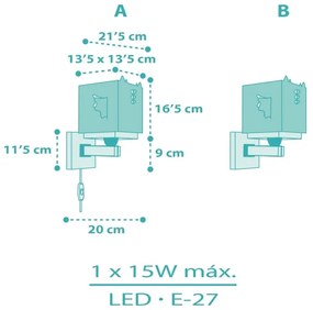 Dalber 64389 - Applique per bambini LITTLE DRAGON 1xE27/15W/230V