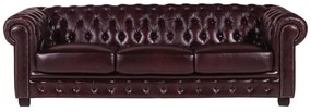 Divano chesterfield 100% pelle a pieno fiore ciliegia- BRENTON