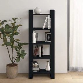 Libreria/divisorio nero 60x35x160 cm legno massello