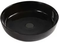 Lavabo da appoggio tondo 38,5 cm nero lucido in ceramica | Zelos