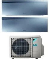 Climatizzatore Condizionatore Daikin Bluevolution Dual Split Inverter serie EMURA SILVER III 7+7 con 2MXM40A R-32 Wi-Fi Integrato 7000+7000 Colore Argento Garanzia Italiana