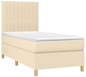 Letto a Molle con Materasso e LED Crema 80x200 cm in Tessuto