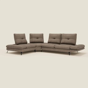 Ardex Divano Angolare - schienali traslanti e bracciolo regolabile in elegante tessuto impermeabile T06 marrone