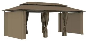 Gazebo con Tende 600x298x270 cm Grigio Talpa 180 g/m²