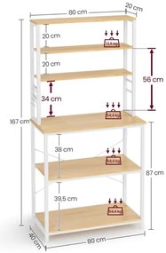 Scaffale da cucina MARGE marrone/bianco