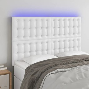 Testiera A Led Bianco 144x5x118/128 Cm İn Similpelle /