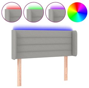 Testiera grigio chiaro a led 83x16x78/88 cm in tessuto