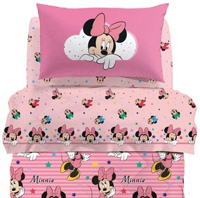 Completo Lenzuola Singolo Minnie rainbow Disney, in cotone