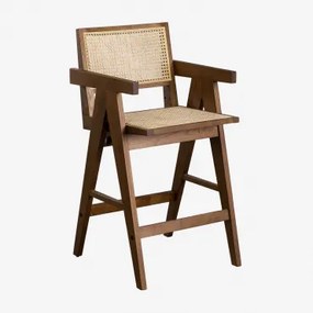 Confezione Da 2 Sgabelli Alti In Legno Di Frassino E Rattan (65,5 Cm) Lali Legno Scuro - Sklum