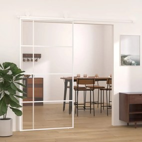 Porta Scorrevole İn Vetro Esg E Alluminio 102,5x205 Cm Bianca /