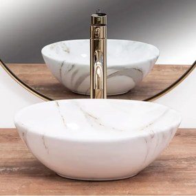 REA-U8014 - Lavabo da appoggio SOFIA MINI 27x34 cm in ceramica/decoro effetto marmo