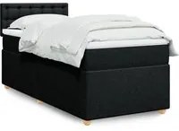 Letto a Molle con Materasso Nero Singolo in Tessuto 3286863