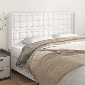 Testiera Ad Orecchio Bianco 203x16x118/128 Cm İn Similpelle /