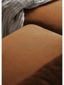 Divano letto in velluto a coste arancio-marrone (angolo destro) Lofty Lilly - Miuform