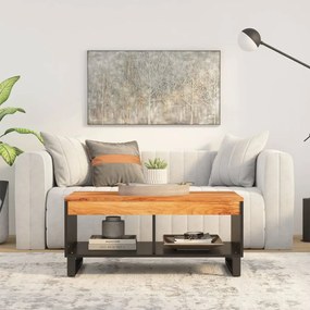 Tavolino Da Salotto 90x50x40 Cm İn Legno Massello Di Acacia /
