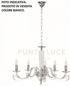 Lampadario cherubini 5 luci bianco e cromo attacco e14 d.82cm