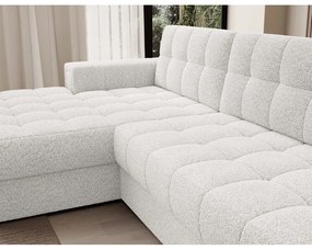 Divano angolare color crema allungabile (con penisola a sinistra/con chaise lounge) con rivestimento in bouclé Blezalt – ELTAP