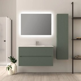 Mobile bagno verde opaco 100 cm cannettato Riga