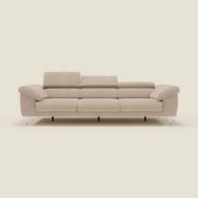 Donatello divano con 3 sedute allungabili braccioli contenitore e poggiatesta reclinabili in tessuto smacchiabile T23 beige