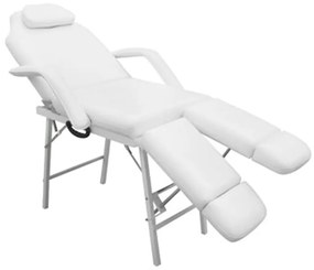 Lettino da Massaggio Portatile in Similpelle 185x78x76cm Bianco