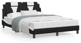 Letto con Materasso Nero e Bianco 120x200 cm in Similpelle