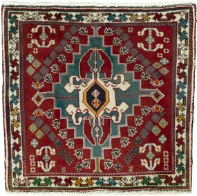 Shiraz Tappeto 60x60 Rosso (Iran) Annodato A Mano