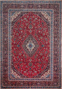 Kashan Tappeto 250x360 Rosso (Iran) Annodato A Mano