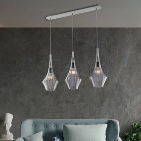 Lampadario Binario Moderno Zeus Grigio Fumè 3 Luci E27