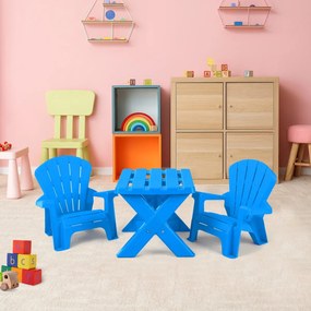 Costway Set tavolino e sedie per bambini in plastica, Tavolino con 2 sedie adirondack per pausa merenda e relax