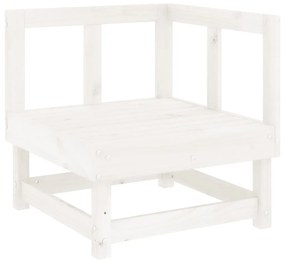 Set salotto da giardino 11 pz bianco in legno massello di pino