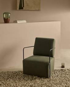 Kave Home - Lampada da tavolo Silex in impiallacciatura di noce e vetro verde