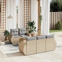 Set Divano da Giardino 6 pz con Cuscini Beige in Polyrattan 3257221