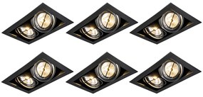 Set di 6 faretti da incasso neri AR111 orientabili 2 luci - Oneon